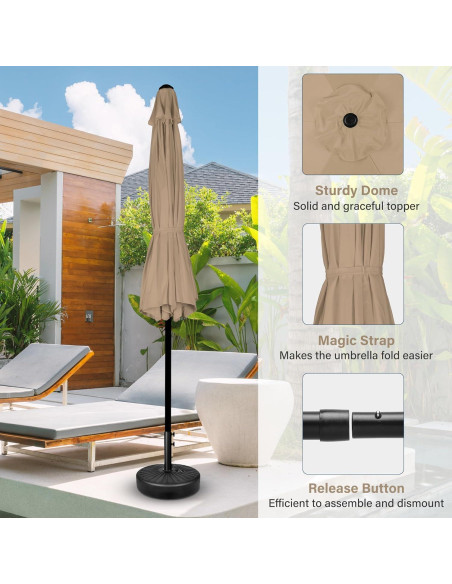 Sombrilla de Patio Simple Deluxe 2.29m Beige con 6 Varillas Sombrilla de Patio Simple Deluxe 2.29m Beige con 6 Varillas