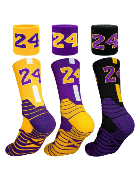 3 Pares de Calcetines de Baloncesto + Muñequera + Compresión 3 Pares de Calcetines de Baloncesto + Muñequera + Compresión