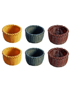 Cestas de Mimbre Miniatura 6pcs SEWACC Accesorios Decorativos