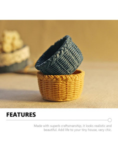 Cestas de Mimbre Miniatura 6pcs SEWACC Accesorios Decorativos 2