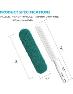 Plumero de Microfibra EHOMGUI Verde 58.42 cm Lavable 2
