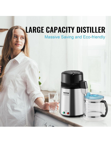 Destilador de Agua VEVOR 4L Acero Inoxidable 750W