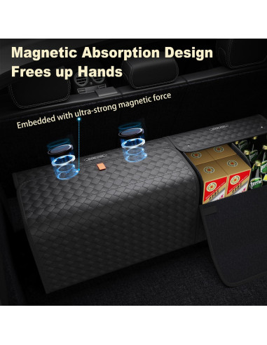 Organizador de Maletero Plegable Aiuwo de Cuero Negro Grande