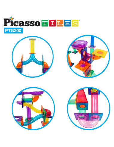 PicassoTiles Juego de Pistas de Canicas 200 Piezas para Niños