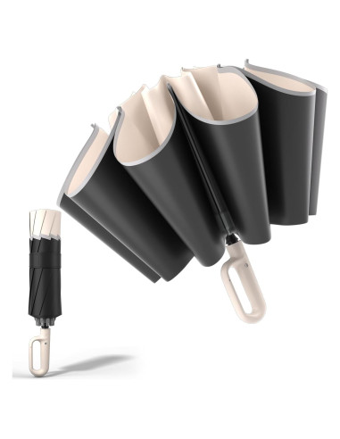 Paraguas Invertido Cuysfead Compacto y Reversible Beige