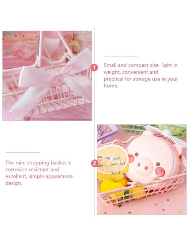 Mini cesta de compras Gadpiparty rosa 23.5x16x9 cm para niños