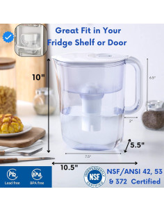 Jarra filtradora de agua Joey'z 10 tazas con 5 filtros 2