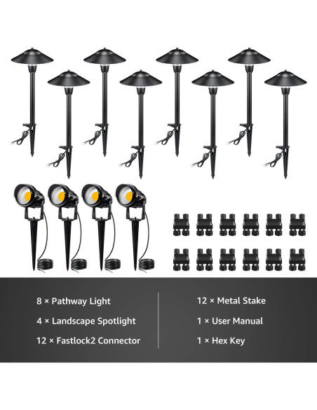Luces de Paisaje LED SUNVIE Kit 12 Luces de Camino 12V Luces de Paisaje LED SUNVIE Kit 12 Luces de Camino 12V