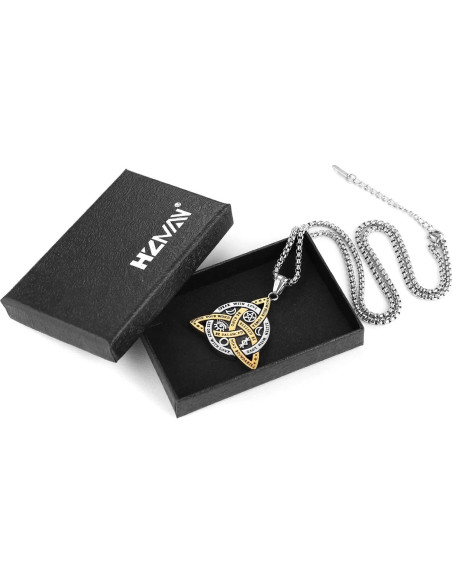 Collar Doble Cara HZMAN Acero Inoxidable Triqueta 3.5cm Collar Doble Cara HZMAN Acero Inoxidable Triqueta 3.5cm