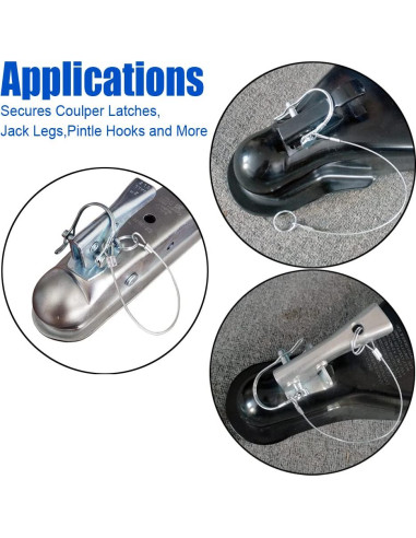 Pasador de Acoplador de Remolque HILILON 8mm x 45mm con Clip