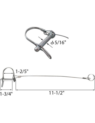 Pasador de Acoplador de Remolque HILILON 8mm x 45mm con Clip