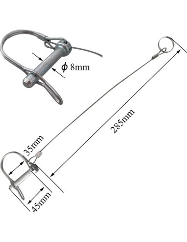 Pasador de Acoplador de Remolque HILILON 8mm x 45mm con Clip