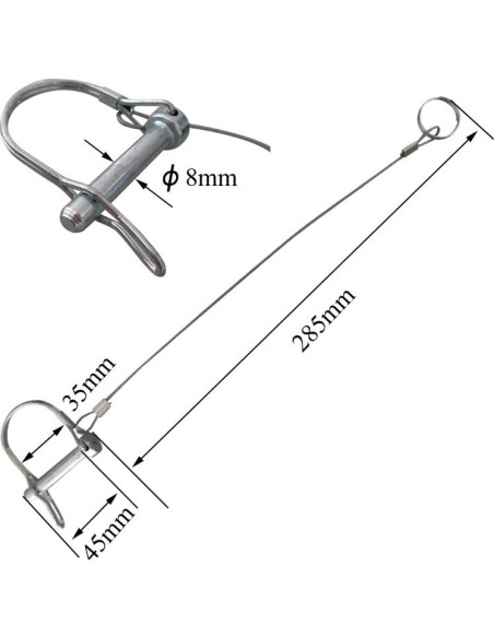 Pasador de Acoplador de Remolque HILILON 8mm x 45mm con Clip Pasador de Acoplador de Remolque HILILON 8mm x 45mm con Clip