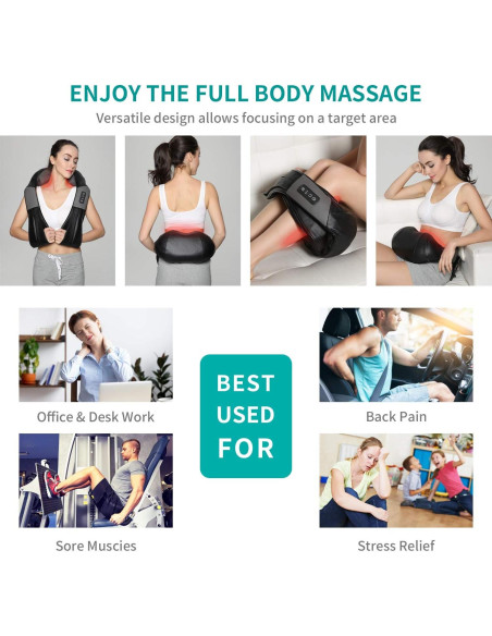Masajeador Shiatsu Nekteck LMS-801 con Calor y 8 Cabezas Masajeador Shiatsu Nekteck LMS-801 con Calor y 8 Cabezas