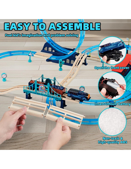 Juego de tren 85 piezas SUYE con estación y luces Juego de tren 85 piezas SUYE con estación y luces