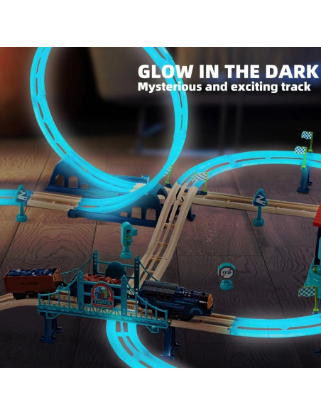 Juego de tren 85 piezas SUYE con estación y luces Juego de tren 85 piezas SUYE con estación y luces