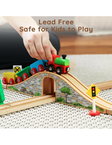 Juego de tren de madera SainSmart Jr. para niños 3-5 años