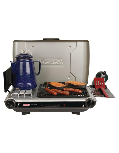 Parrilla y Estufa Coleman Mesa 2-en-1 20000 BTUs Gas Propano Parrilla y Estufa Coleman Mesa 2-en-1 20000 BTUs Gas Propano