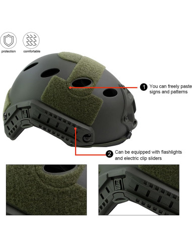 Casco Táctico Airsoft booiu PJ Verde Medio Resistente