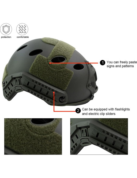 Casco Táctico Airsoft booiu PJ Verde Medio Resistente Casco Táctico Airsoft booiu PJ Verde Medio Resistente