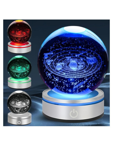 Bola de Cristal 3D Sistema Solar BAODELI 80mm LED Multicolor