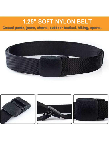 Paquete de 2 cinturones de nylon para hombres 3,18 cm ajustables