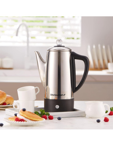 Cafetera Percoladora Elite Gourmet 12 Tazas Acero Inoxidable