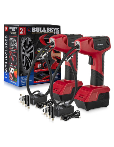 Inflador de Neumáticos Digital Bullseye Pro 150 PSI Rojo - Juego de 2