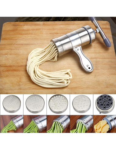 Prensa Manual VETAKING para Fideos Acero Inoxidable 5 Moldes