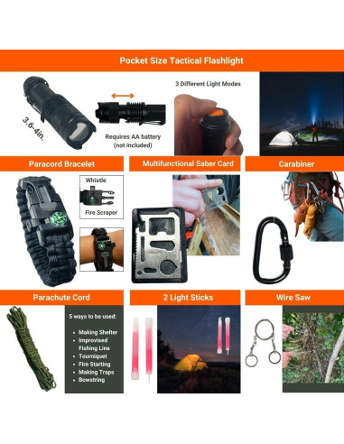 Kit de Supervivencia GunZee 175 Piezas con Primeros Auxilios