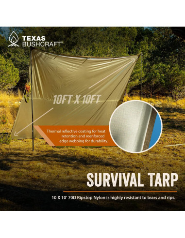 Toldo de Emergencia Texas Bushcraft 3,05x3,05m Impermeable