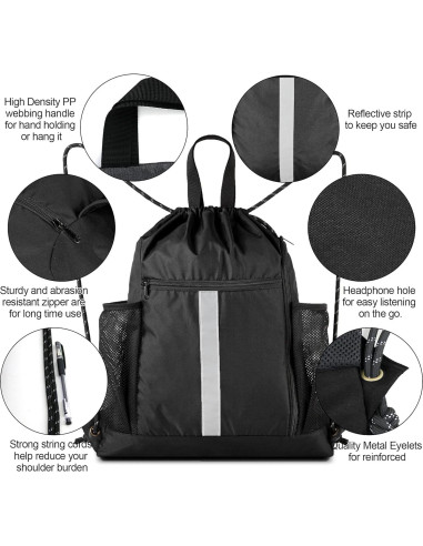 BeeGreen Mochila de Cuerda con Compartimento para Zapatos