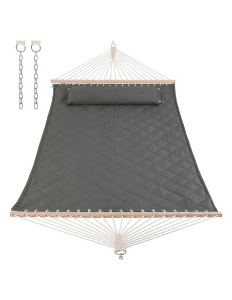 Hamaca ANOW Doble Acolchada con Almohada y Extensiones Gris Hamaca ANOW Doble Acolchada con Almohada y Extensiones Gris